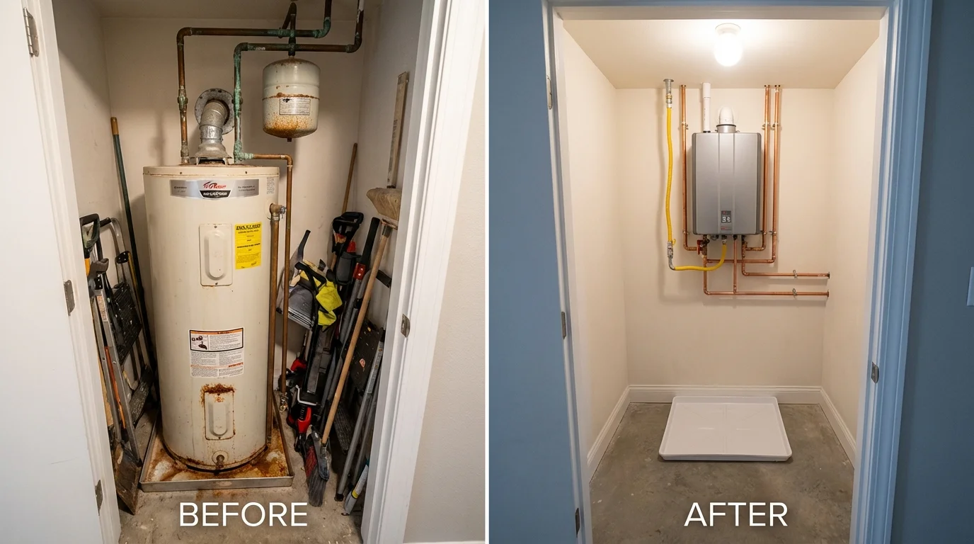 Tank water heater versus wall-mounted tankless unit comparison for Colonia, NJ homeowners