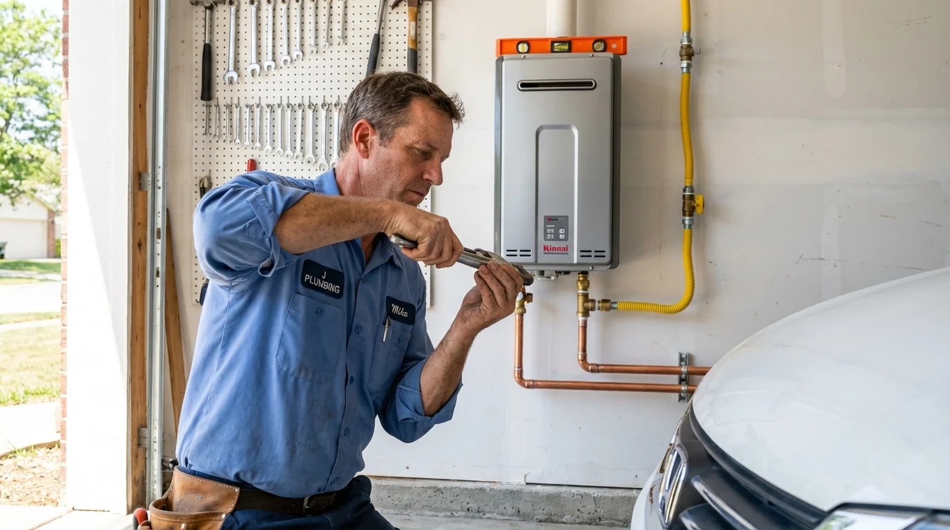 Tankless water heater installation by a Johns Plumbing LLC plumber in Colonia